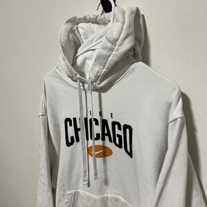 Nike Chicago Sweater Mens XL White Swoosh Hoodie Pullover Y2K Streetwear Comfort